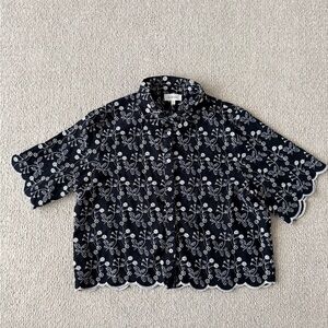 Bohme Black and White Floral Button Down Shirt